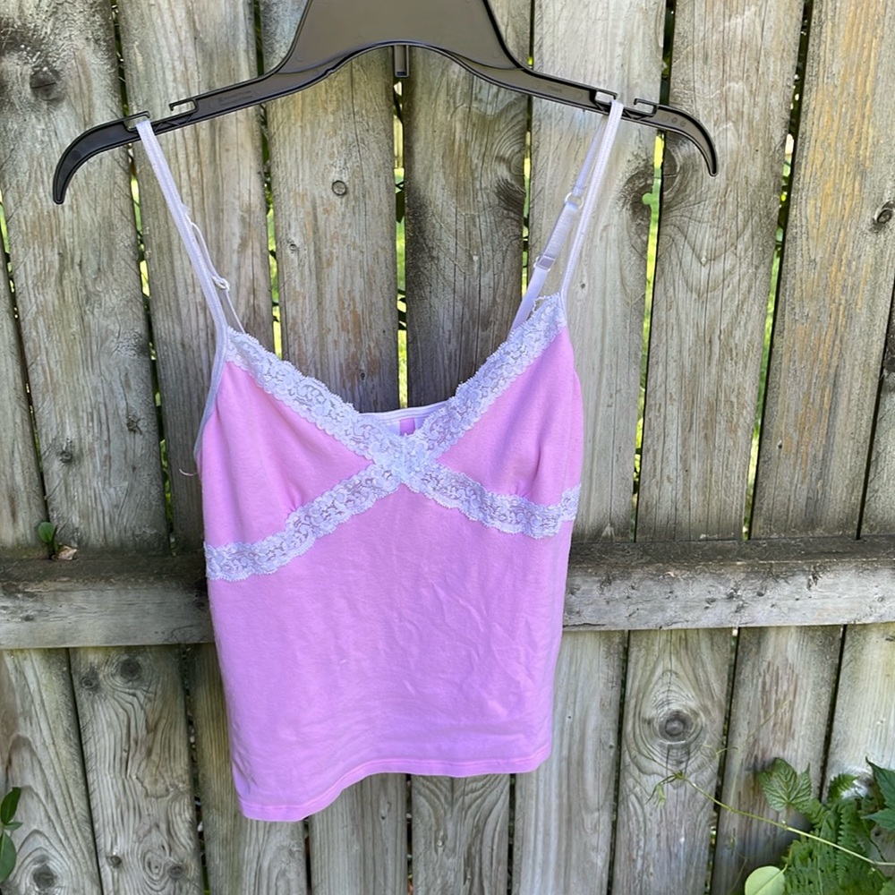 Victorias Secret Pink VTG Vintage baby doll pink lace cami top M